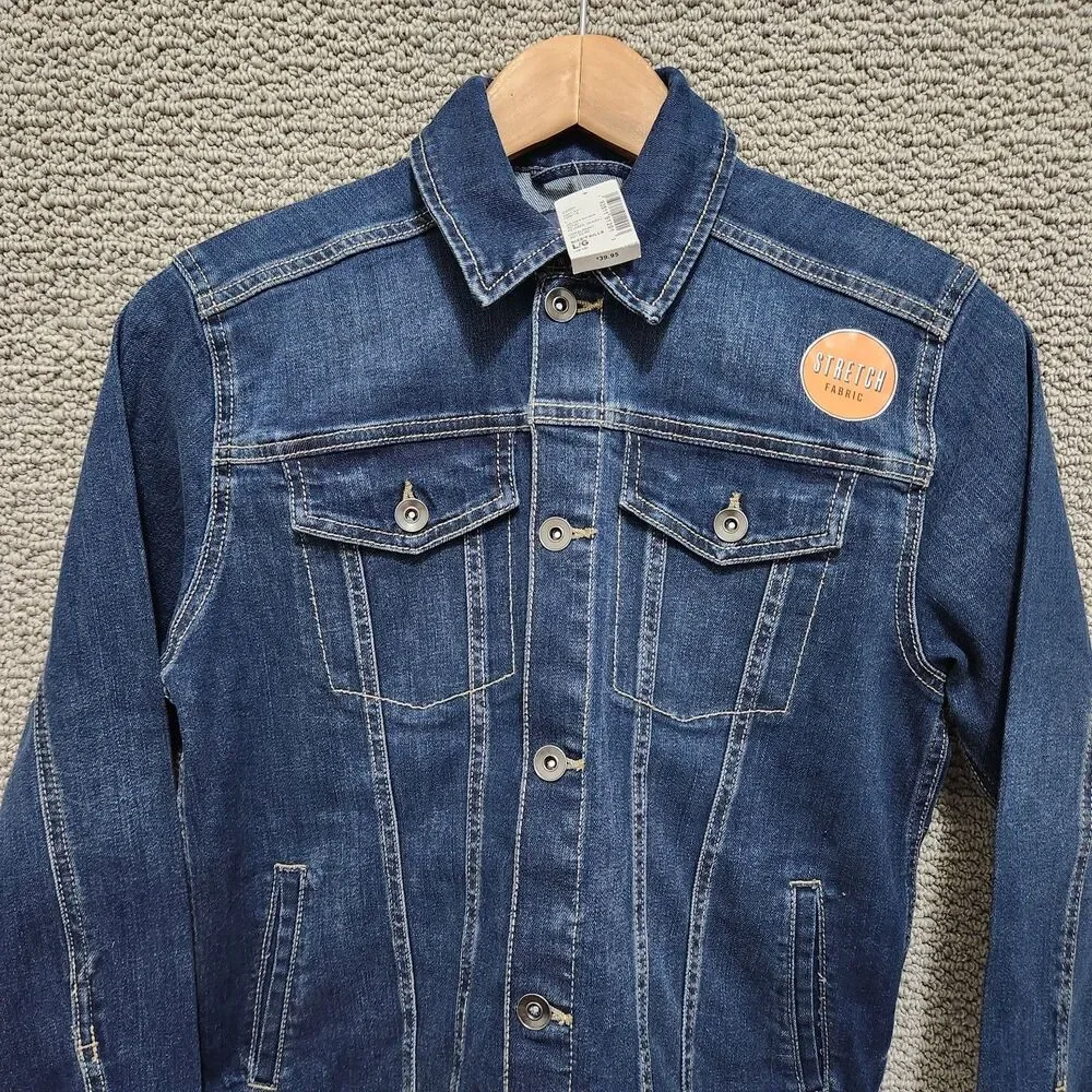 PLACE Girls Blue Stretch Denim Trucker Jacket Size L 10/12